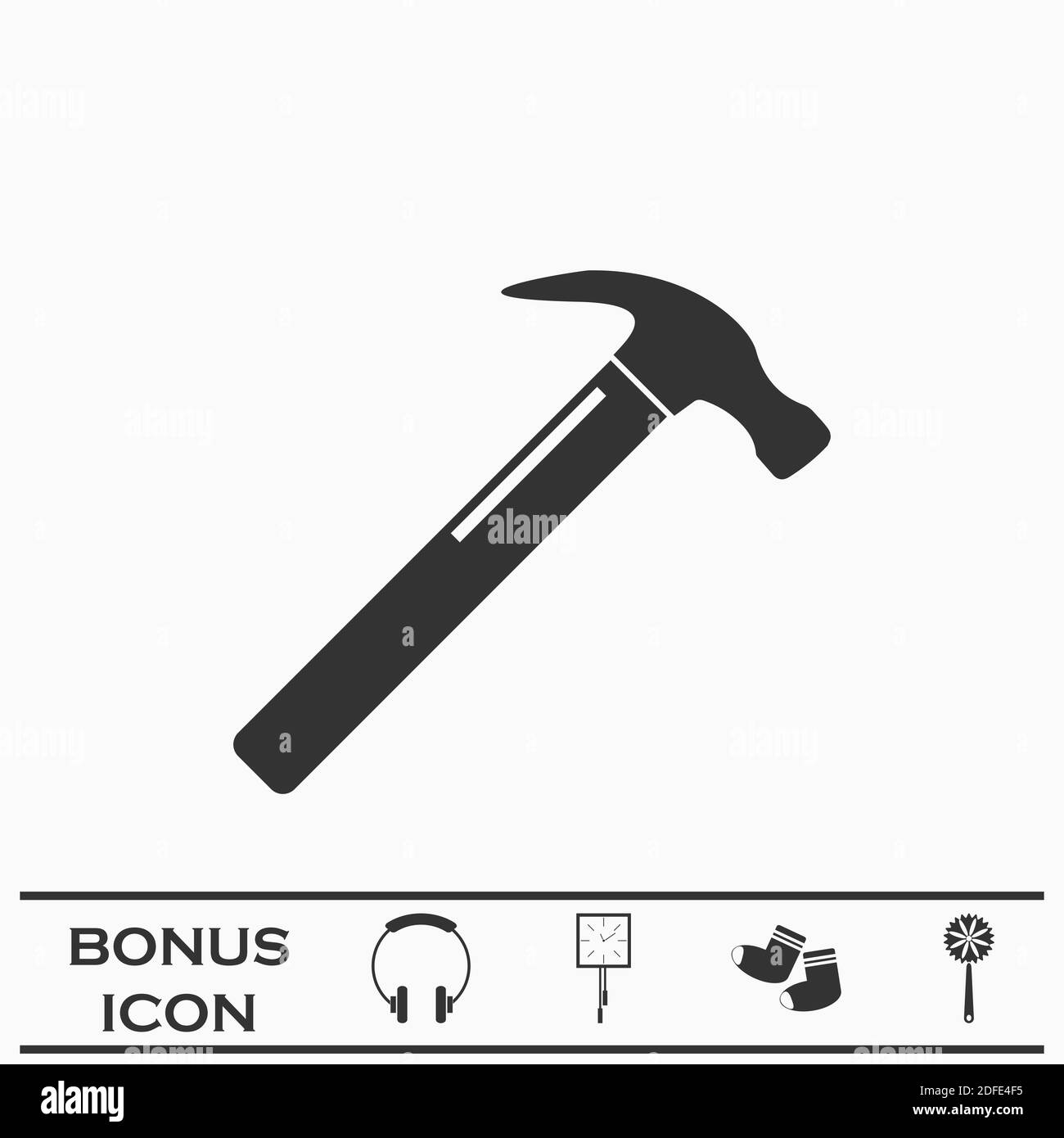 Marteau à griffes plat. Pictogramme noir sur fond blanc. Symbole d'illustration vectorielle et bouton bonus Illustration de Vecteur