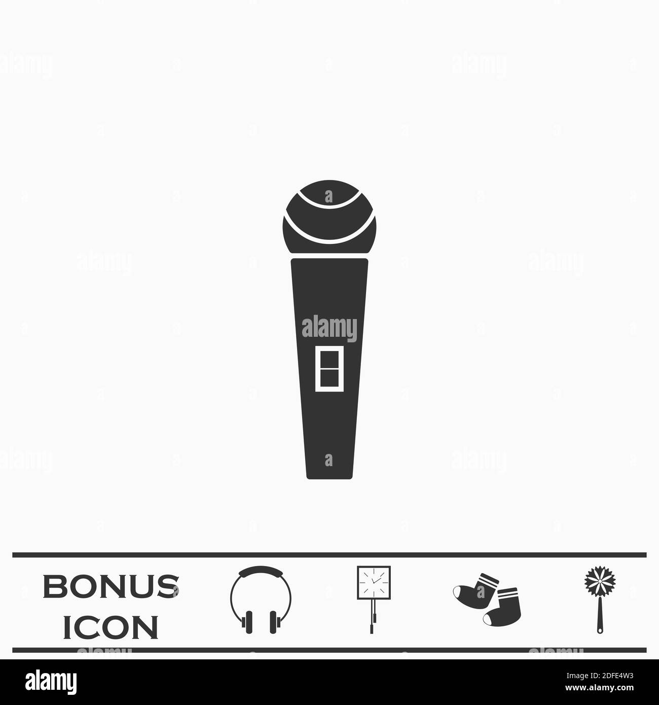 Icône de microphone plate. Pictogramme noir sur fond blanc. Symbole d'illustration vectorielle et bouton bonus Illustration de Vecteur