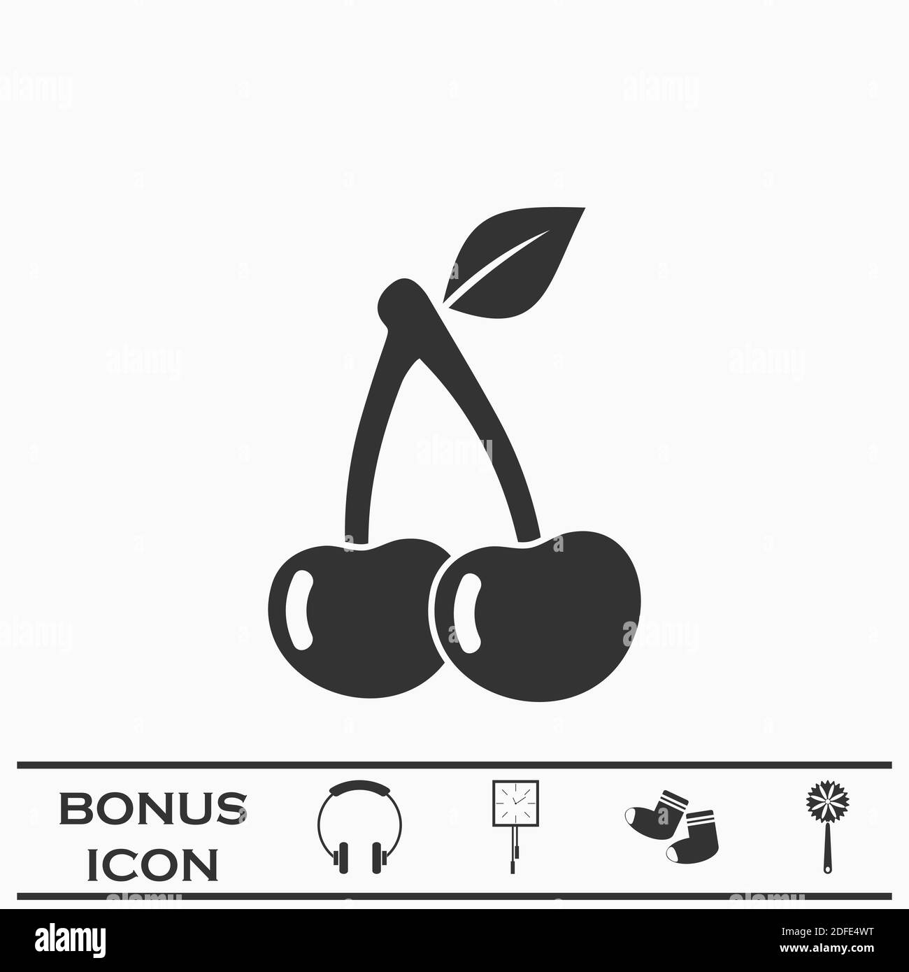 Icône cerise plate. Pictogramme noir sur fond blanc. Symbole d'illustration vectorielle et bouton bonus Illustration de Vecteur