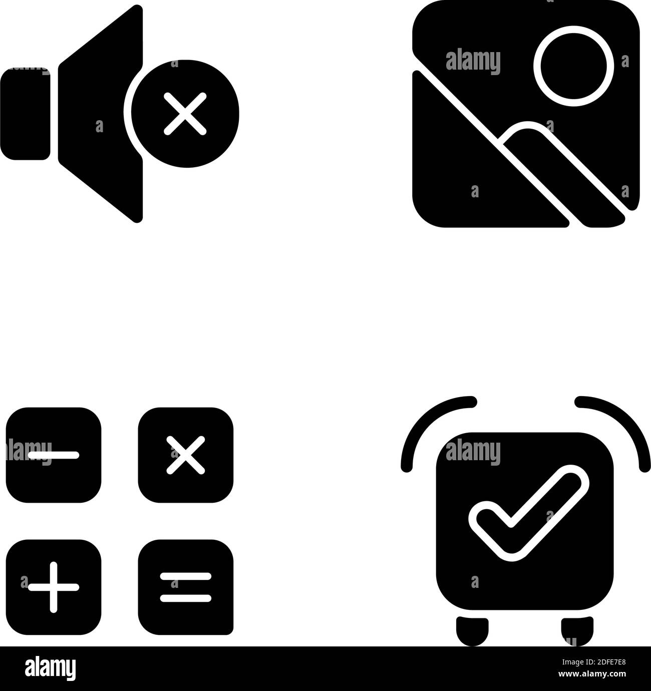 Icônes de glyphe noires de l'interface du smartphone définies sur un espace blanc Illustration de Vecteur