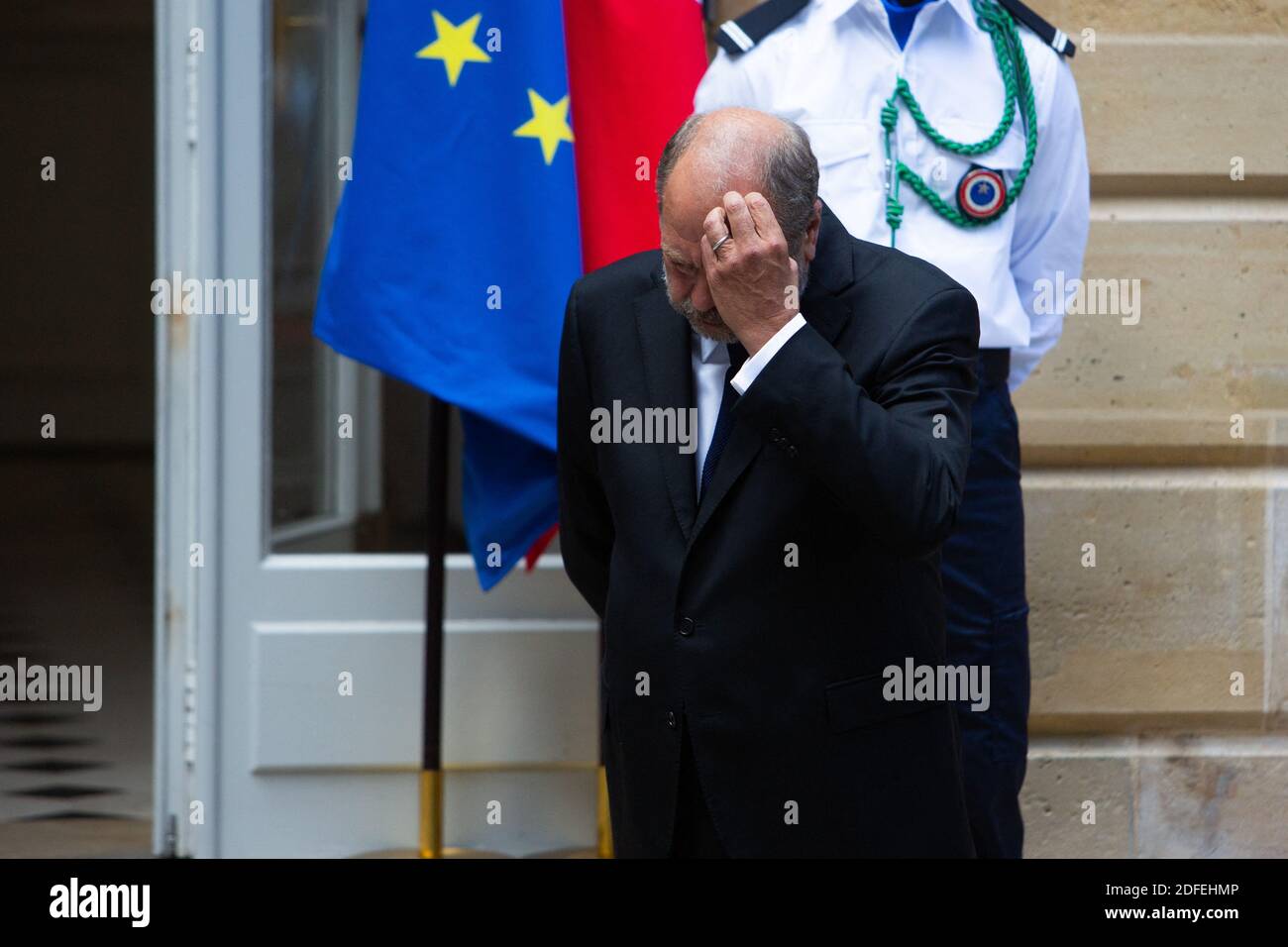 Récemment nommé ministre de la Justice et avocat français Eric Dupond-Moretti lors de la cérémonie de passation de pouvoir au ministère de la Justice français à Paris le 7 juillet 2020, à la suite du remaniement du cabinet français. Photo de Raphael Lafargue/ABACAPRESS.COM Banque D'Images