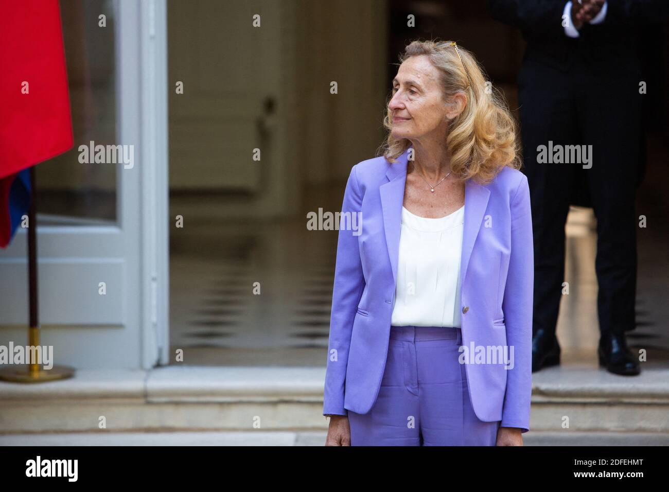 Nicole Belloubet, ministre française de la Justice sortante. Récemment nommé ministre de la Justice et avocat français Eric Dupond-Moretti lors de la cérémonie de passation de pouvoir au ministère de la Justice français à Paris le 7 juillet 2020, à la suite du remaniement du cabinet français. Photo de Raphael Lafargue/ABACAPRESS.COM Banque D'Images