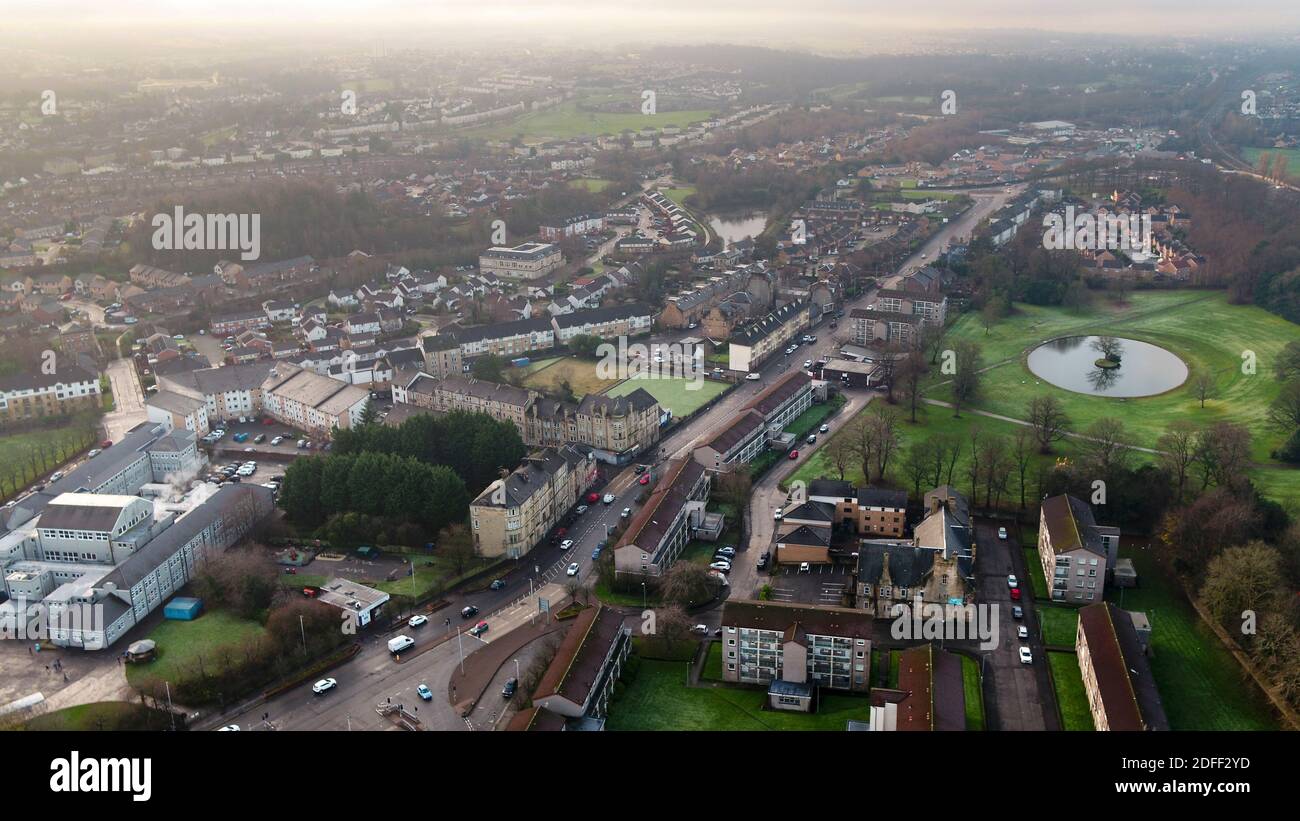 Vue aérienne de Paisley Écosse par drone Banque D'Images