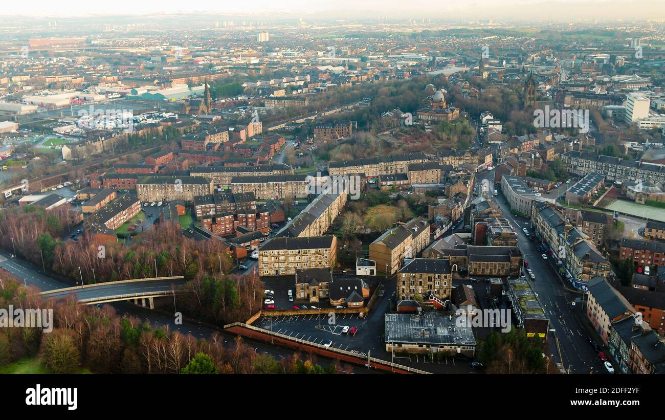 Vue aérienne de Paisley Écosse par drone Banque D'Images
