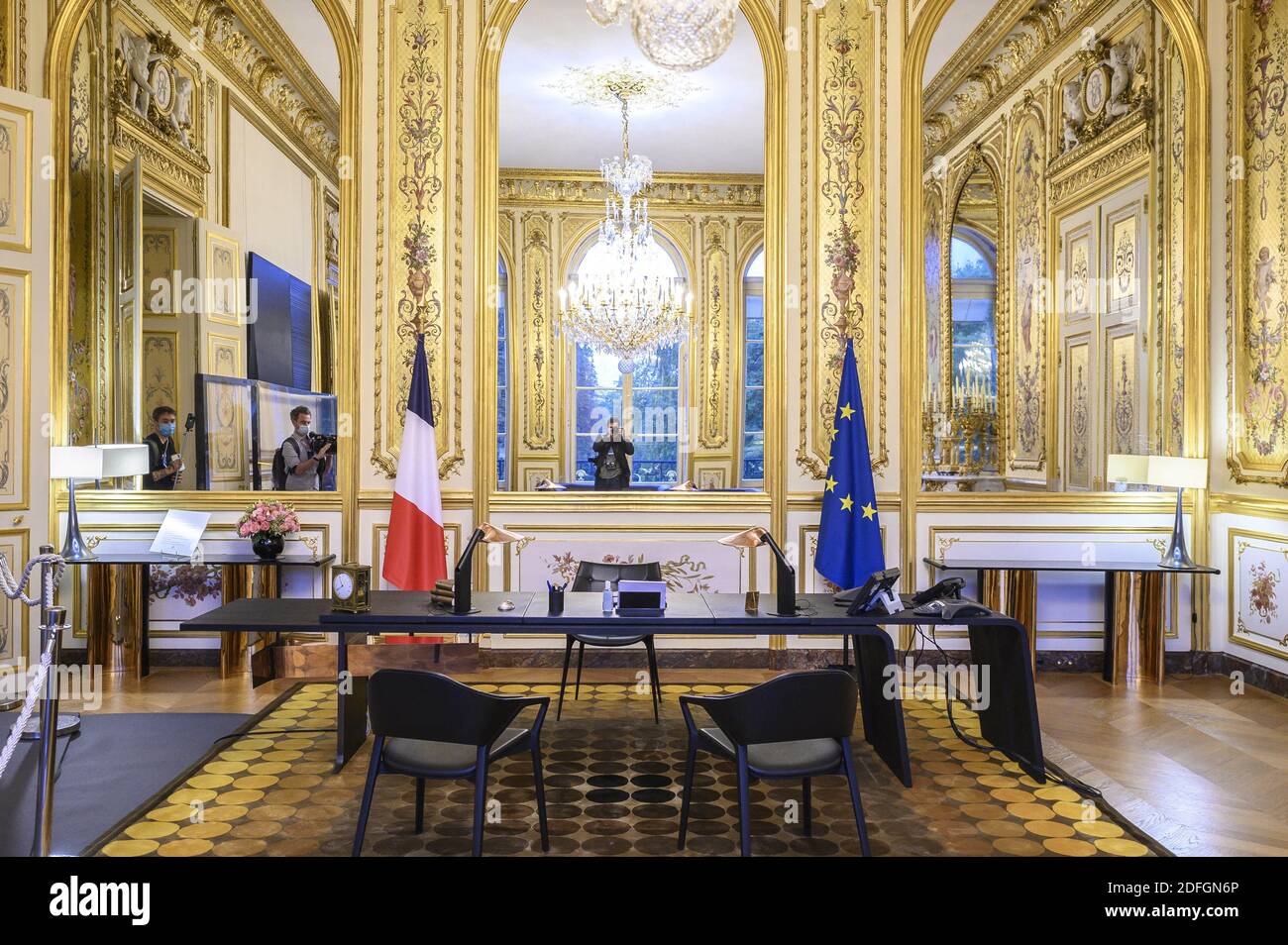 Salon Dore' : Bureau du Président de la République française Emmanuel  Macron lors des Journées européennes du patrimoine ( Journées européennes  du Patrimoine ) à l'Elysée à Paris, le 19 septembre 2020.
