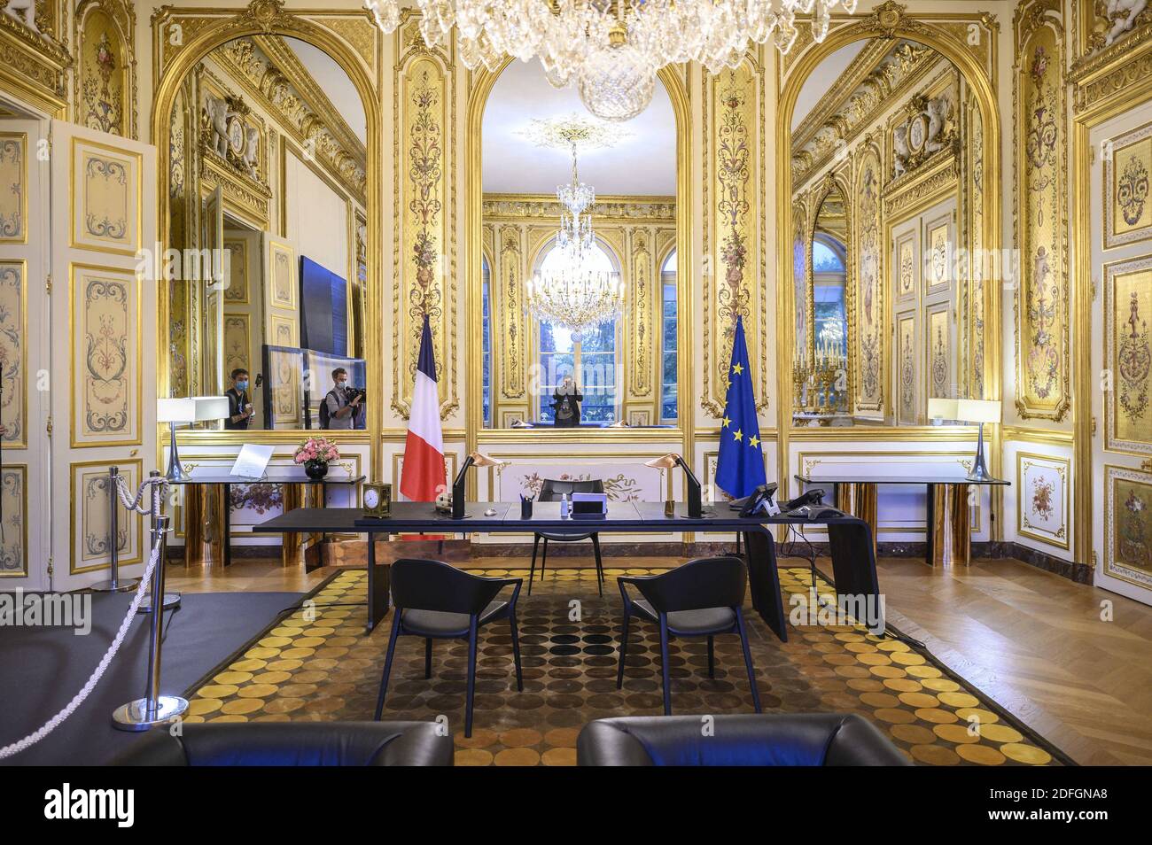 Salon Dore' : Bureau du Président de la République française Emmanuel  Macron lors des Journées européennes du patrimoine ( Journées européennes  du Patrimoine ) à l'Elysée à Paris, le 19 septembre 2020.