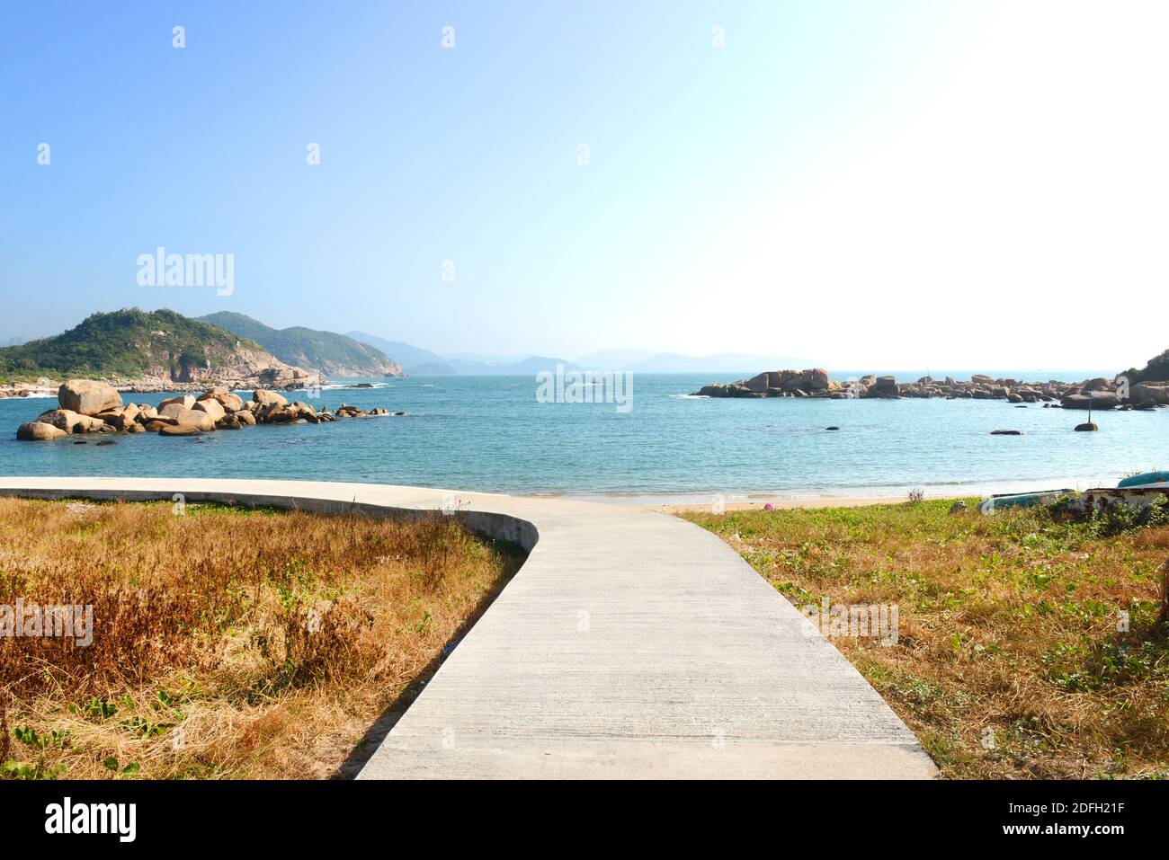 La belle plage de Shek Pai WAN sur l'île de Lamma à Hong Kong. Banque D'Images