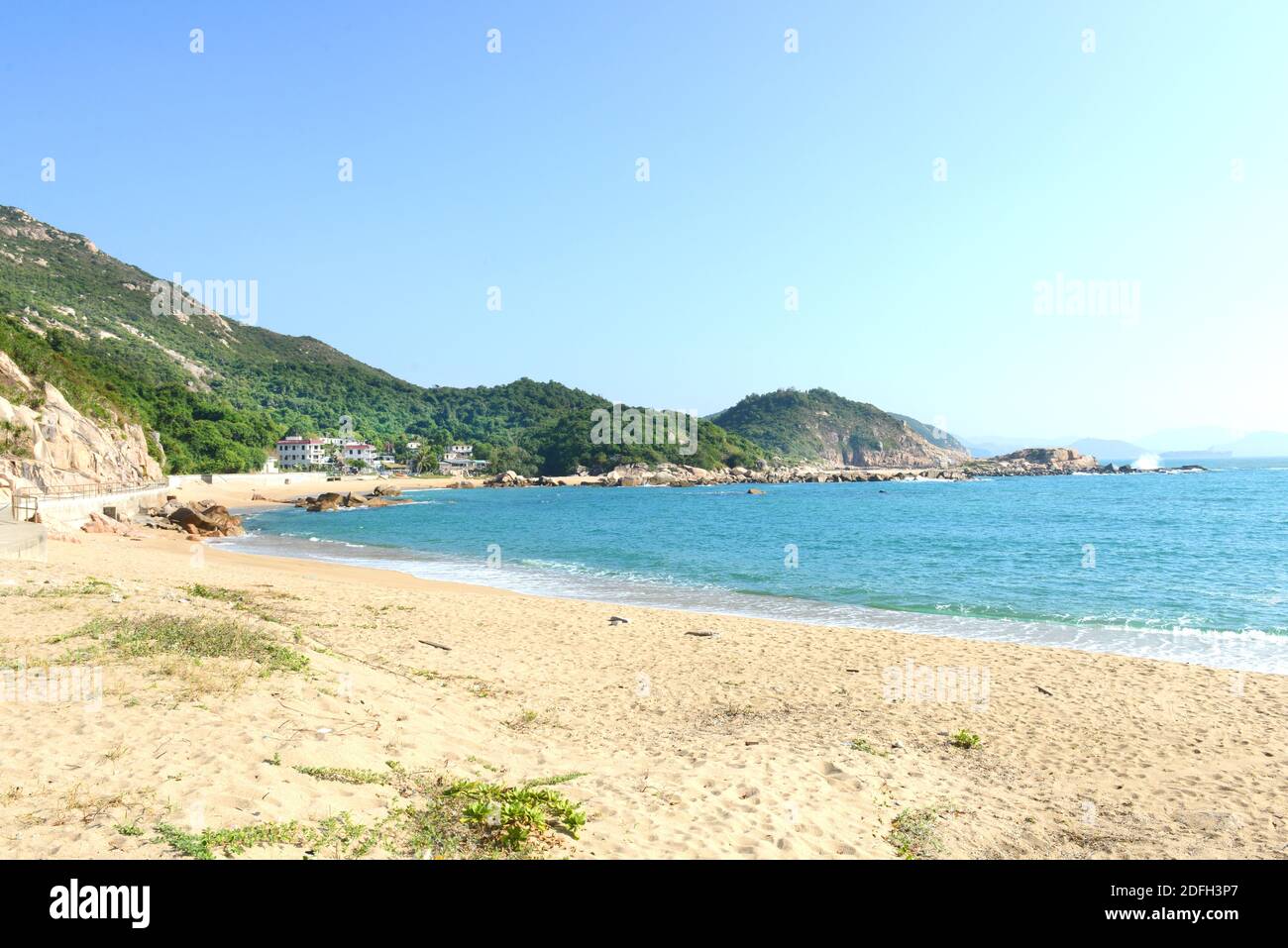 La belle plage de Shek Pai WAN sur l'île de Lamma à Hong Kong. Banque D'Images