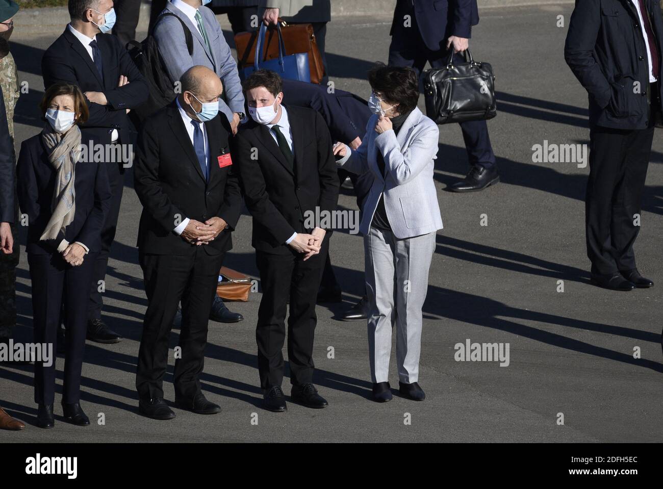 Le 29 septembre 2020, Beaune Clement et Jean Yves le Drian rendent visite à des soldats du groupe de combat du bataillon de la présence avancée renforcée (PEF) de l'OTAN à Rukla, en Lituanie. Photo par Eliot Blondt/ABACAPRESS.COM Banque D'Images