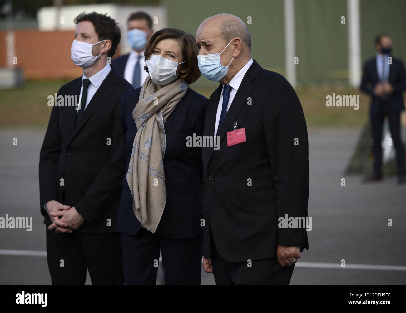 Le ministre français Jean Yves le Drian et le ministre français de l'armée Florence Parly visitent des soldats qui servent dans le groupe de combat du bataillon de la présence avancée renforcée (PFE) de l'OTAN à Rukla, en Lituanie, le 29 septembre 2020. Photo par Eliot Blondt/ABACAPRESS.COM Banque D'Images