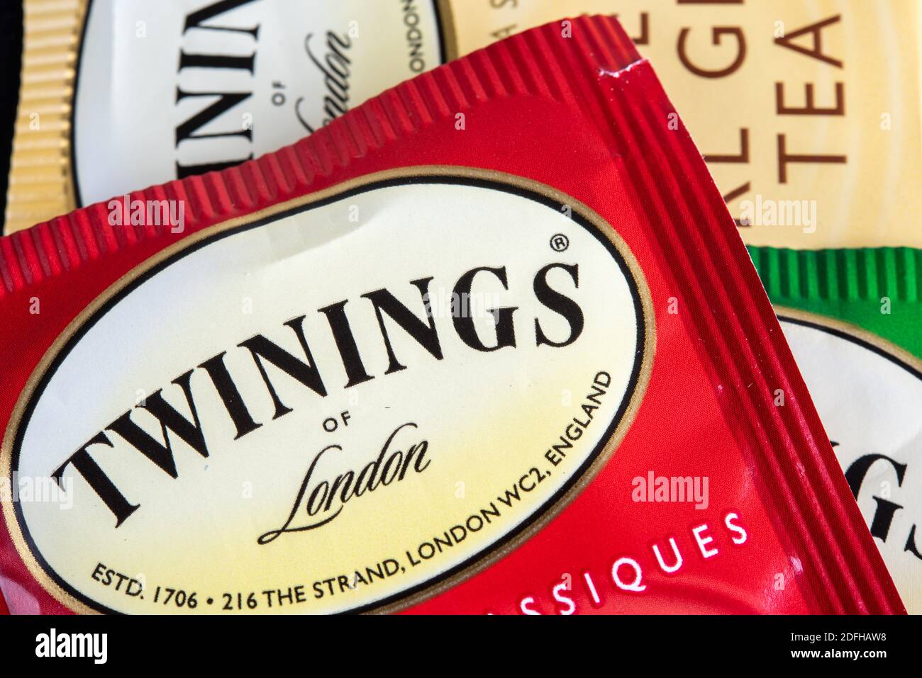Sachets de thé de la marque Twinings de Londres Banque D'Images