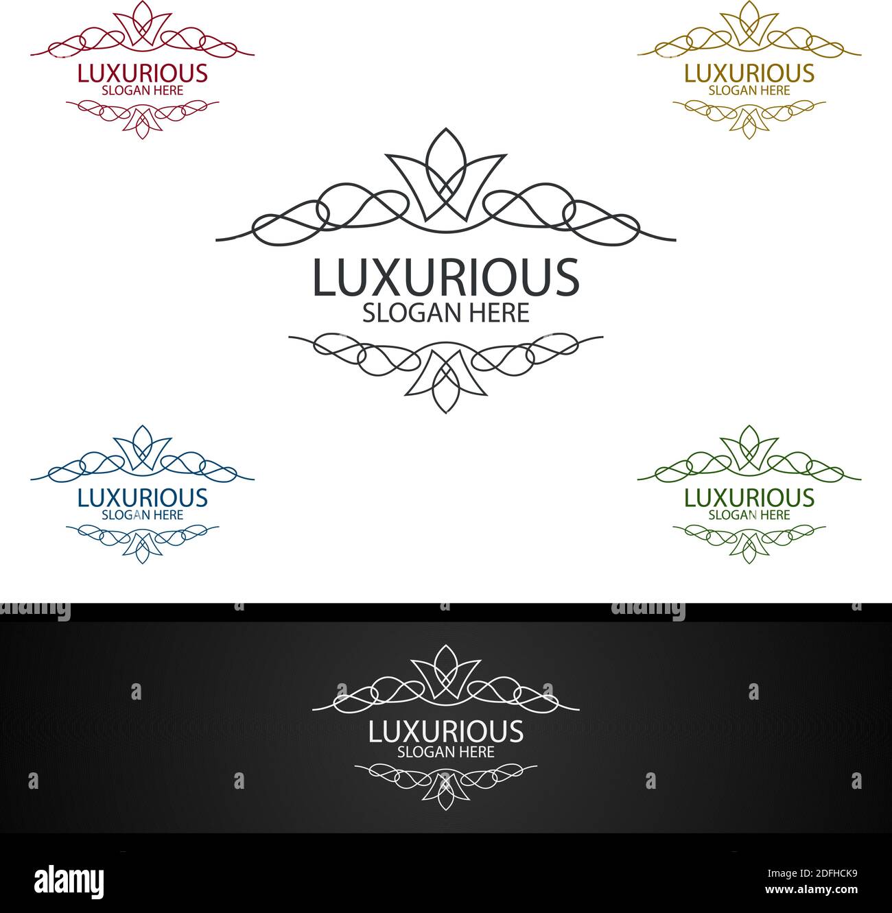 Crown luxueux logo Royal pour bijoux, mariage, hôtel ou design de mode Illustration de Vecteur