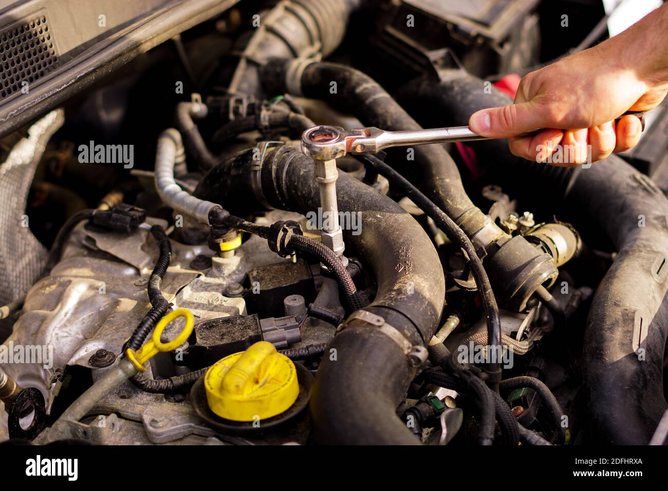 fixation du moteur de la voiture Banque D'Images