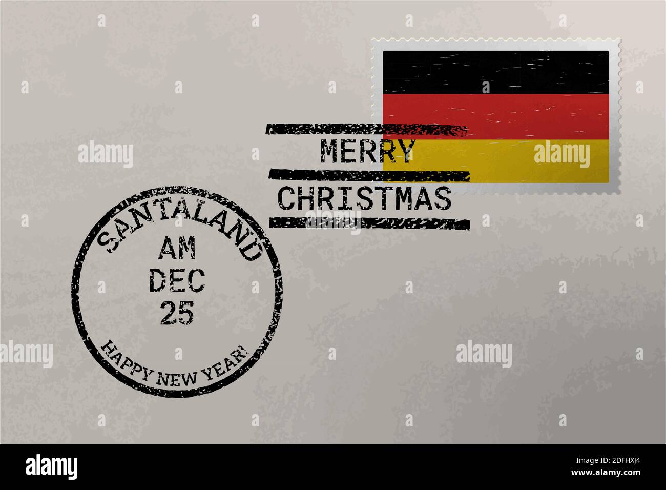 Enveloppe de timbre-poste avec drapeau allemand, timbres de Noël et du nouvel an, vecteur Illustration de Vecteur