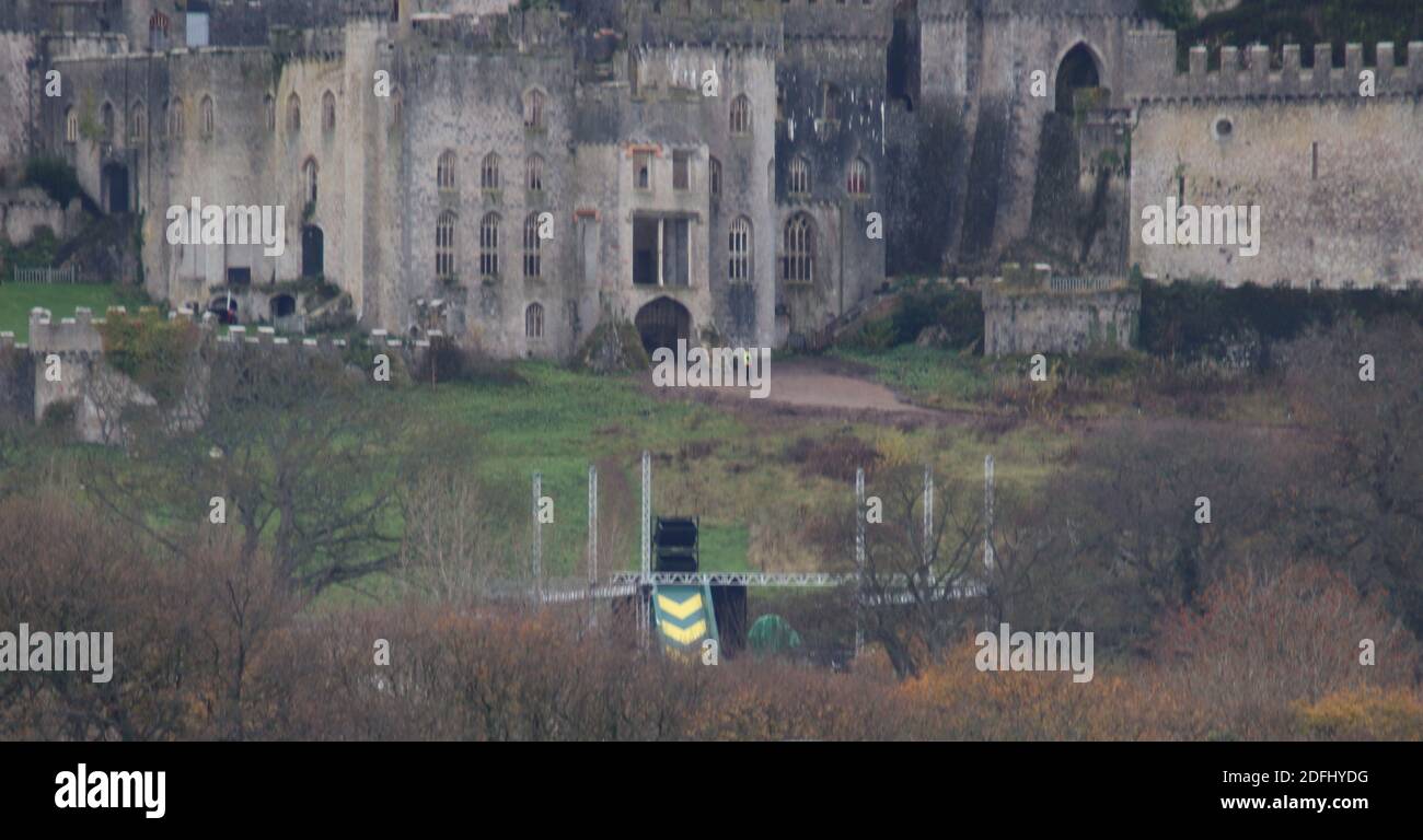 Château de Gwrych, Abergele pays de Galles. 03 décembre 2020. Je suis une célébrité essai de cyclone devant le château de Gwritch Abergele Nord du pays de Galles crédit: Mike Clarke/Alamy Live news Banque D'Images