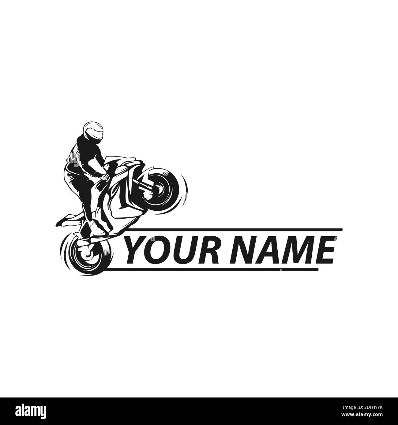 Logo impressionnant de moto sur pied.EPS 10 Illustration de Vecteur