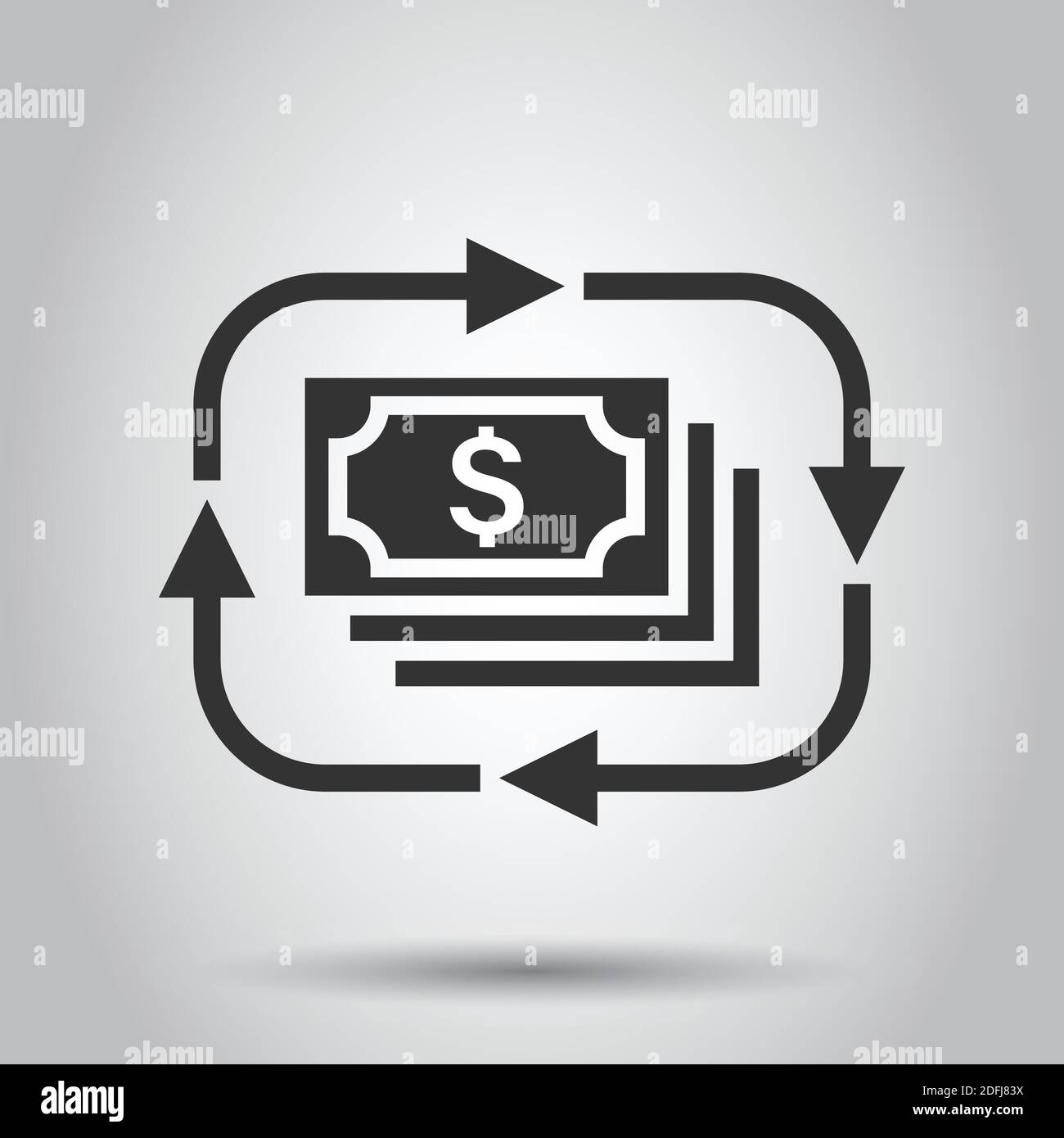 Icône d'augmentation du taux de revenu en style plat. Illustration du vecteur de performance Finance sur fond blanc isolé. Pièce de monnaie avec flèche de croissance concept d'affaires Illustration de Vecteur
