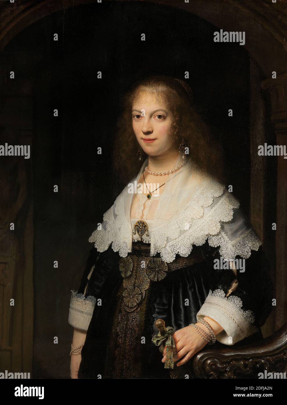 Portrait d'une femme, éventuellement Maria Trip, Rembrandt van Rijn, 1639 Banque D'Images