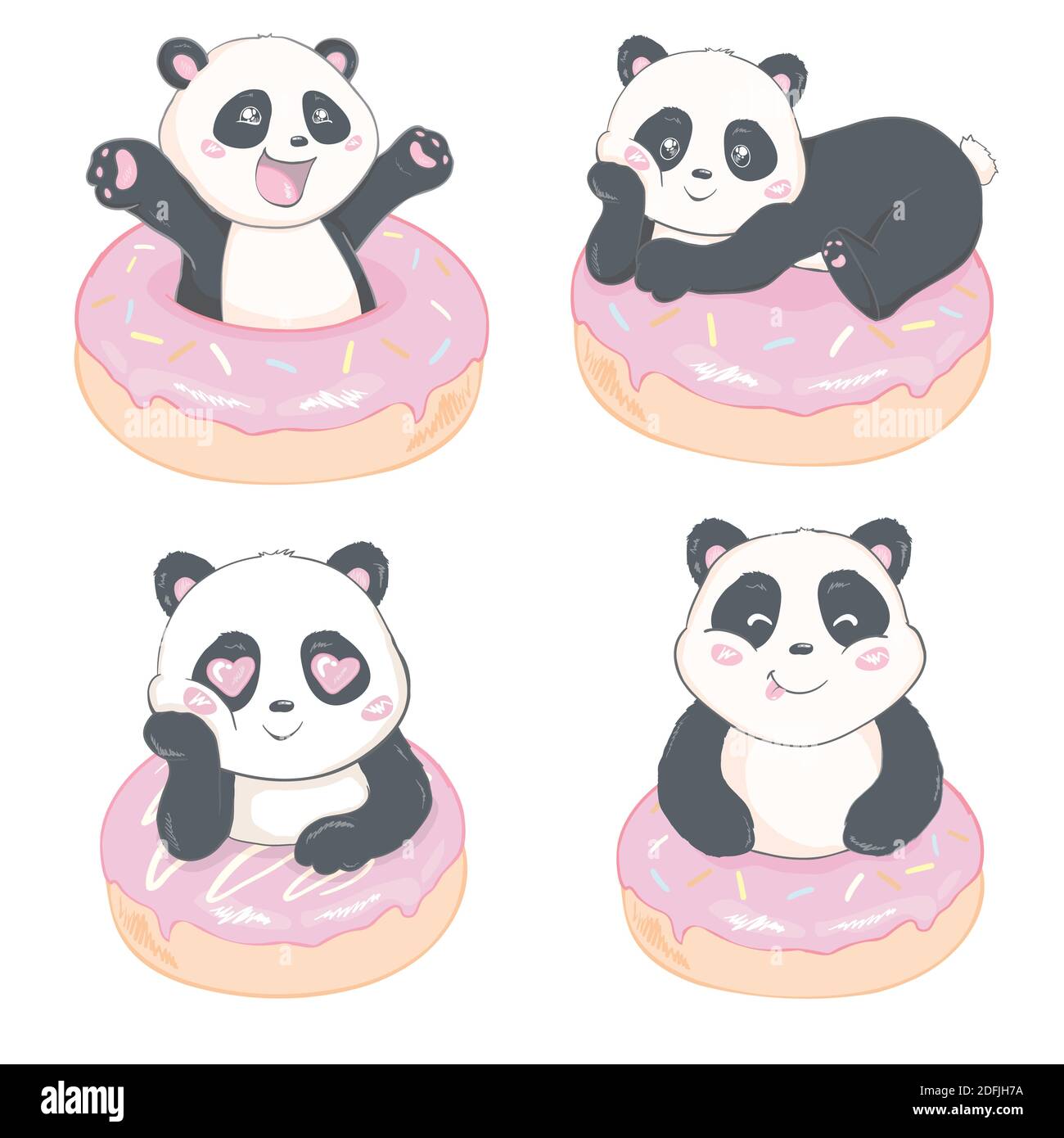 Ensemble de positions de panda jeunes, illustration vectorielle isolée Illustration de Vecteur