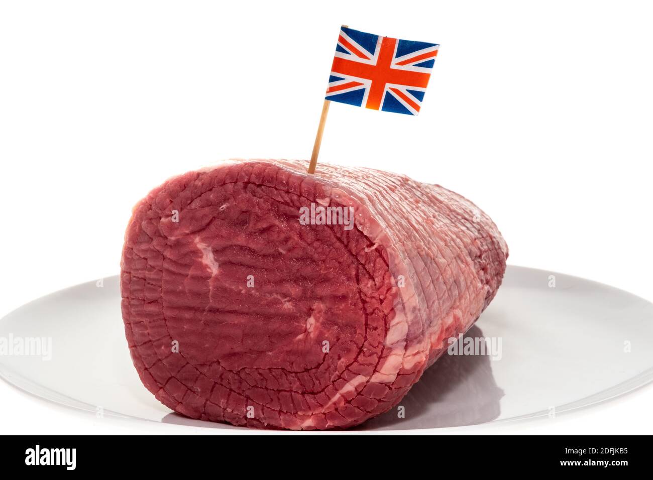 Première coupe de bœuf britannique - fond blanc Banque D'Images