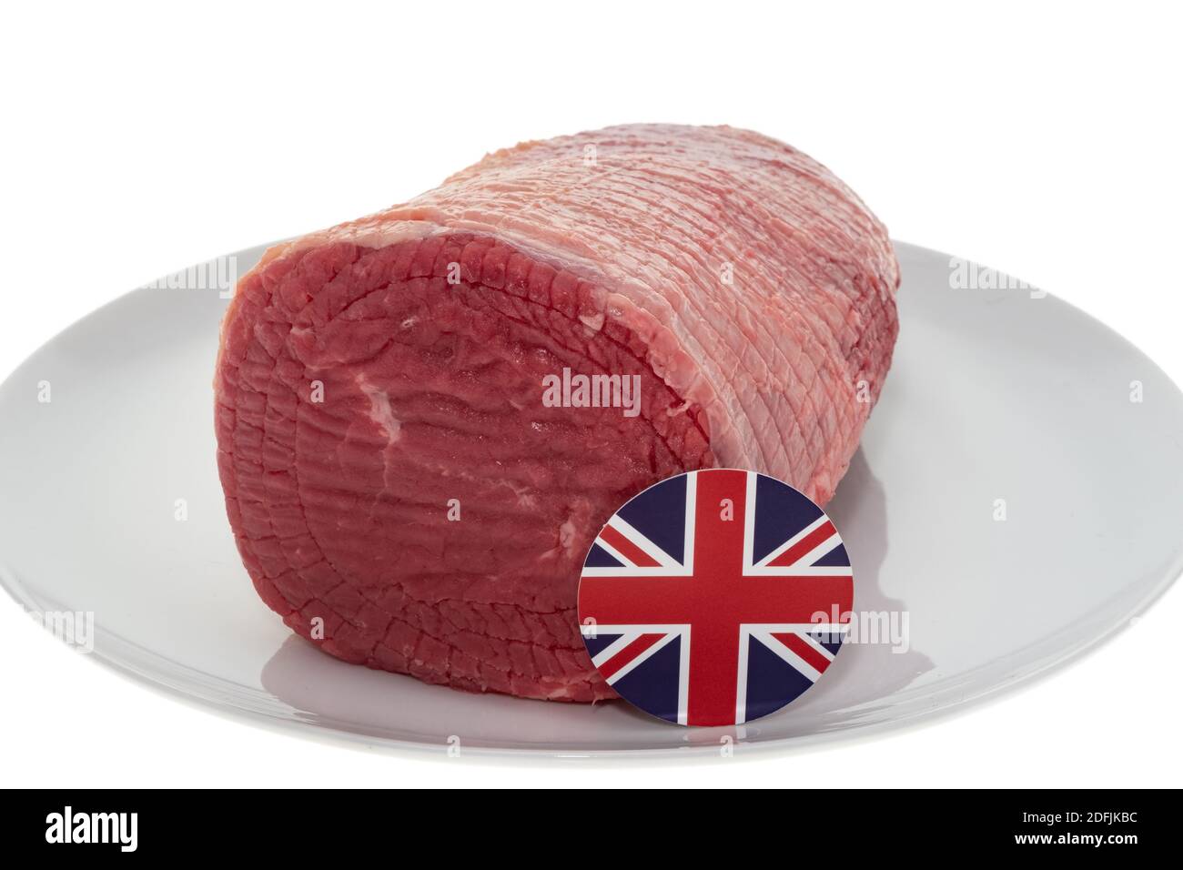 Première coupe de bœuf britannique - fond blanc Banque D'Images