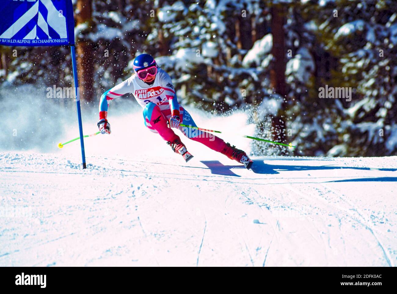 Lucia Medzihradsk (CZE) aux Championnats du monde de ski alpin 1989. Banque D'Images