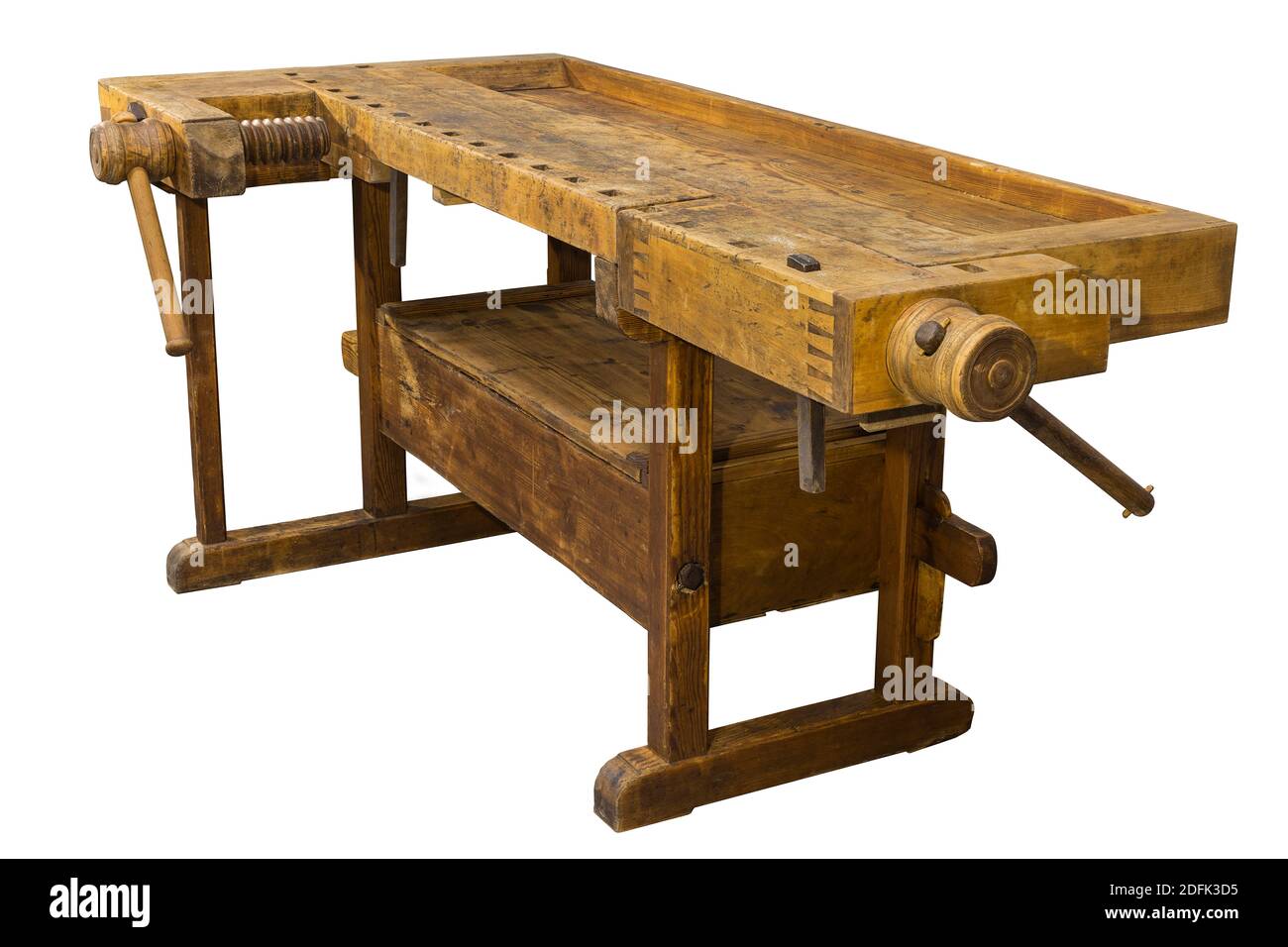 Banc de planer antique vintage isolé sur fond blanc Banque D'Images