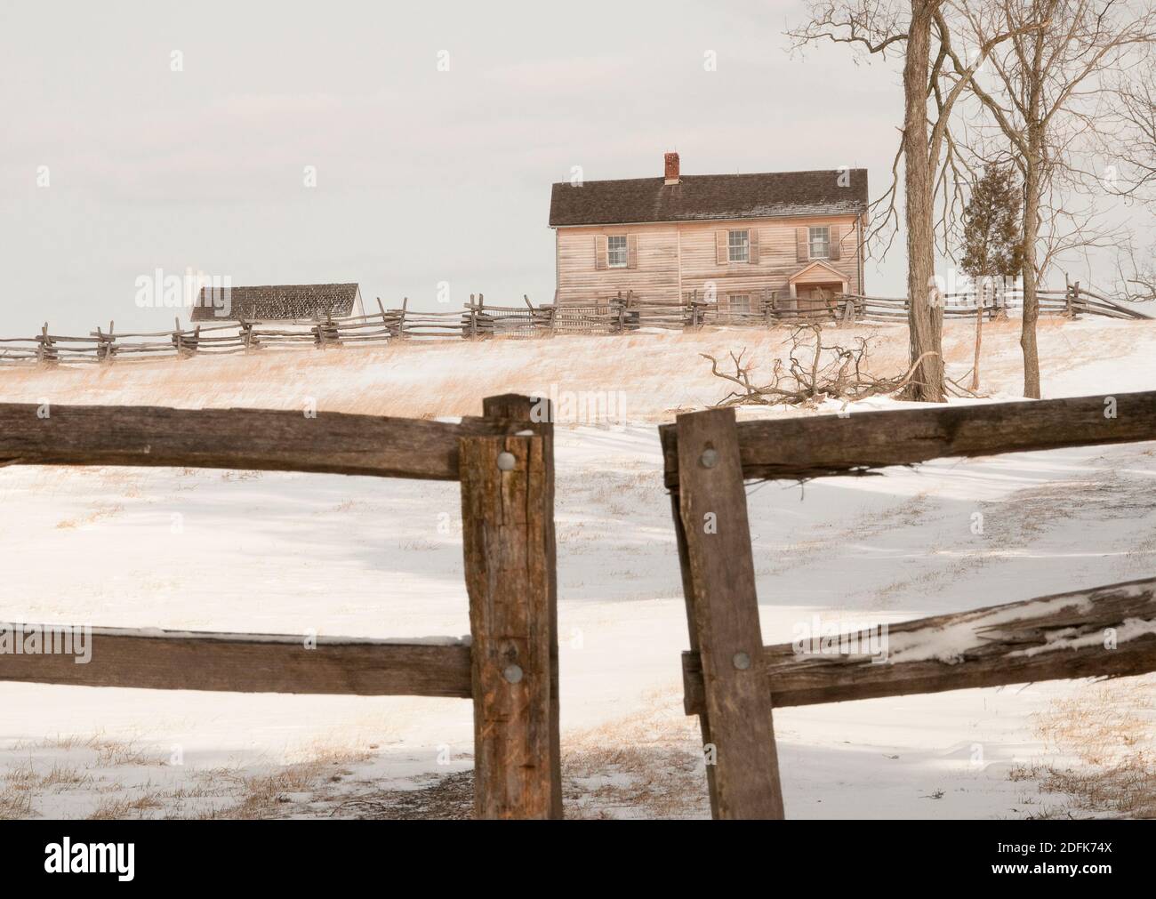 Image de la maison Henry en hiver au champ de bataille national de Manassas. Banque D'Images