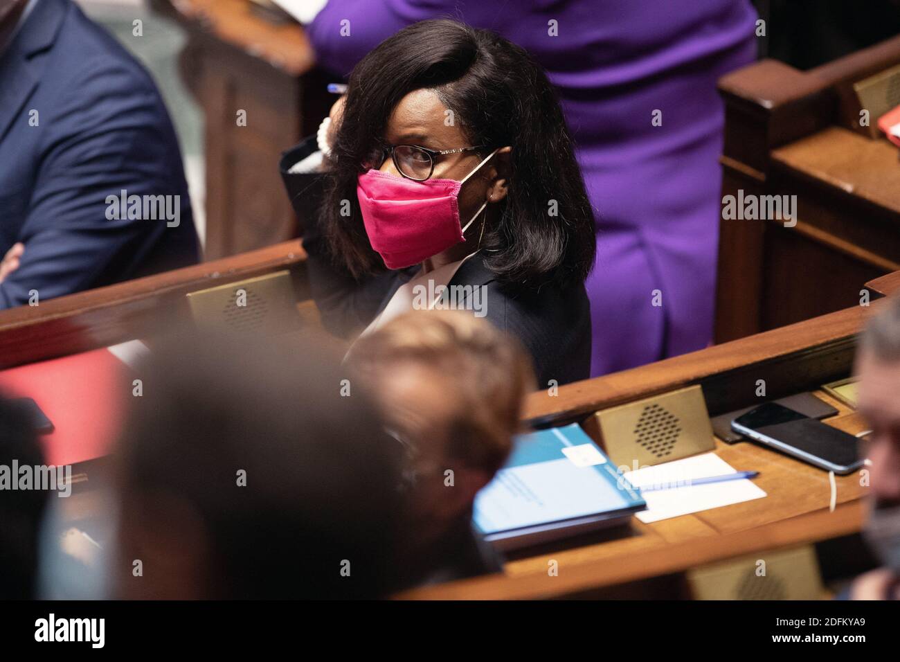 La sous-ministre en charge de l'égalité des sexes, de la diversité et de l'égalité des chances Elisabeth Moreno participe à une session de questions au Gouvernement à l'Assemblée nationale française, en octobre 20 2020 à Paris, en France. Photo de David Niviere/ABACAPRESS.COM Banque D'Images
