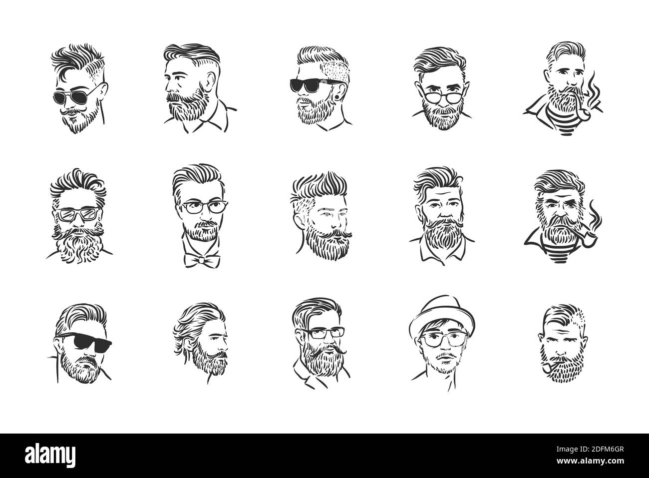 Dessin Coupe De Cheveux Garcon Vecteur main homme dessin coiffure silhouettes illustration sur fond blanc  Image Vectorielle Stock - Alamy