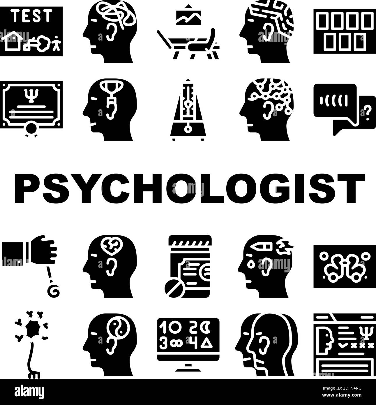 Psychologue Doctor Collection Icons Set illustrations vectorielles Illustration de Vecteur