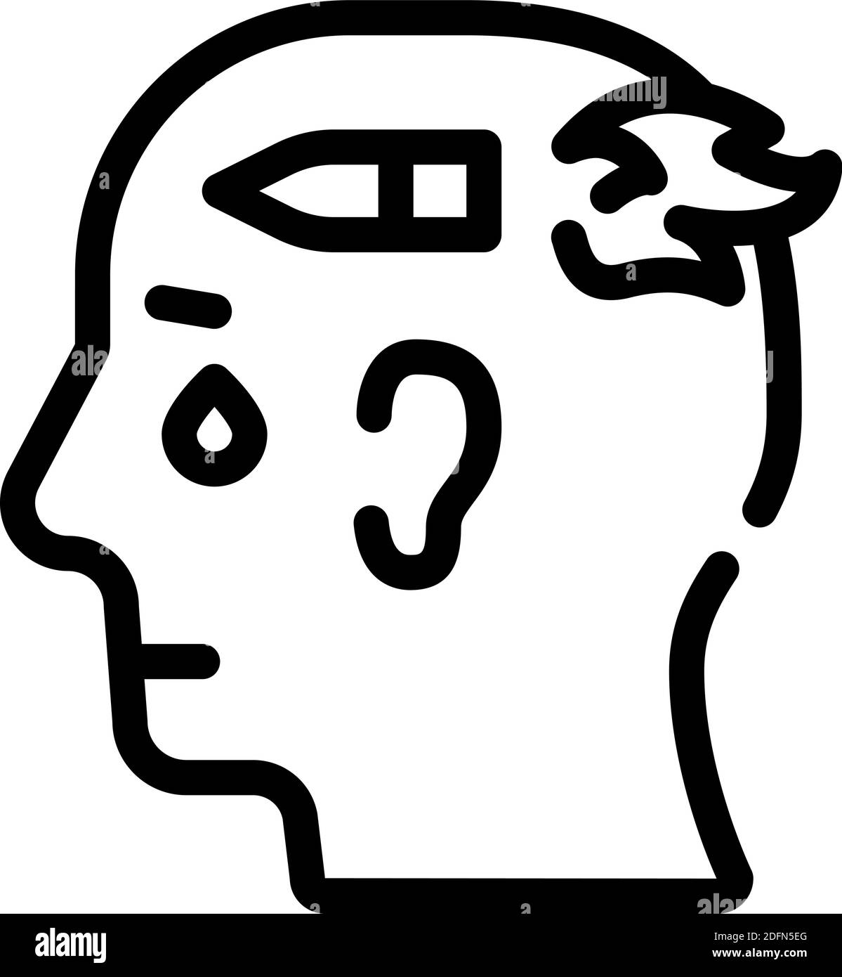 ligne de psychologie militaire icône vecteur illustration noir Illustration de Vecteur