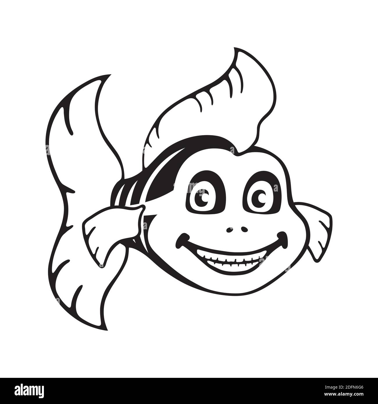 Squelette de poisson mignon. Modèle Halloween pour impression, motif. Illustration de Vecteur