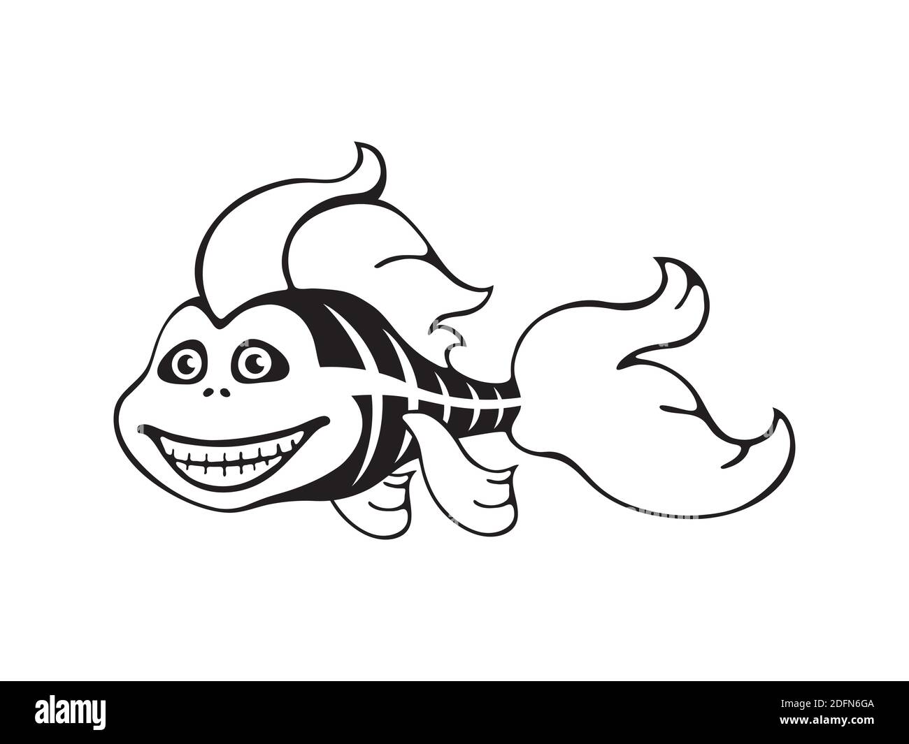 Squelette de poisson mignon. Modèle Halloween pour impression, motif. Illustration de Vecteur