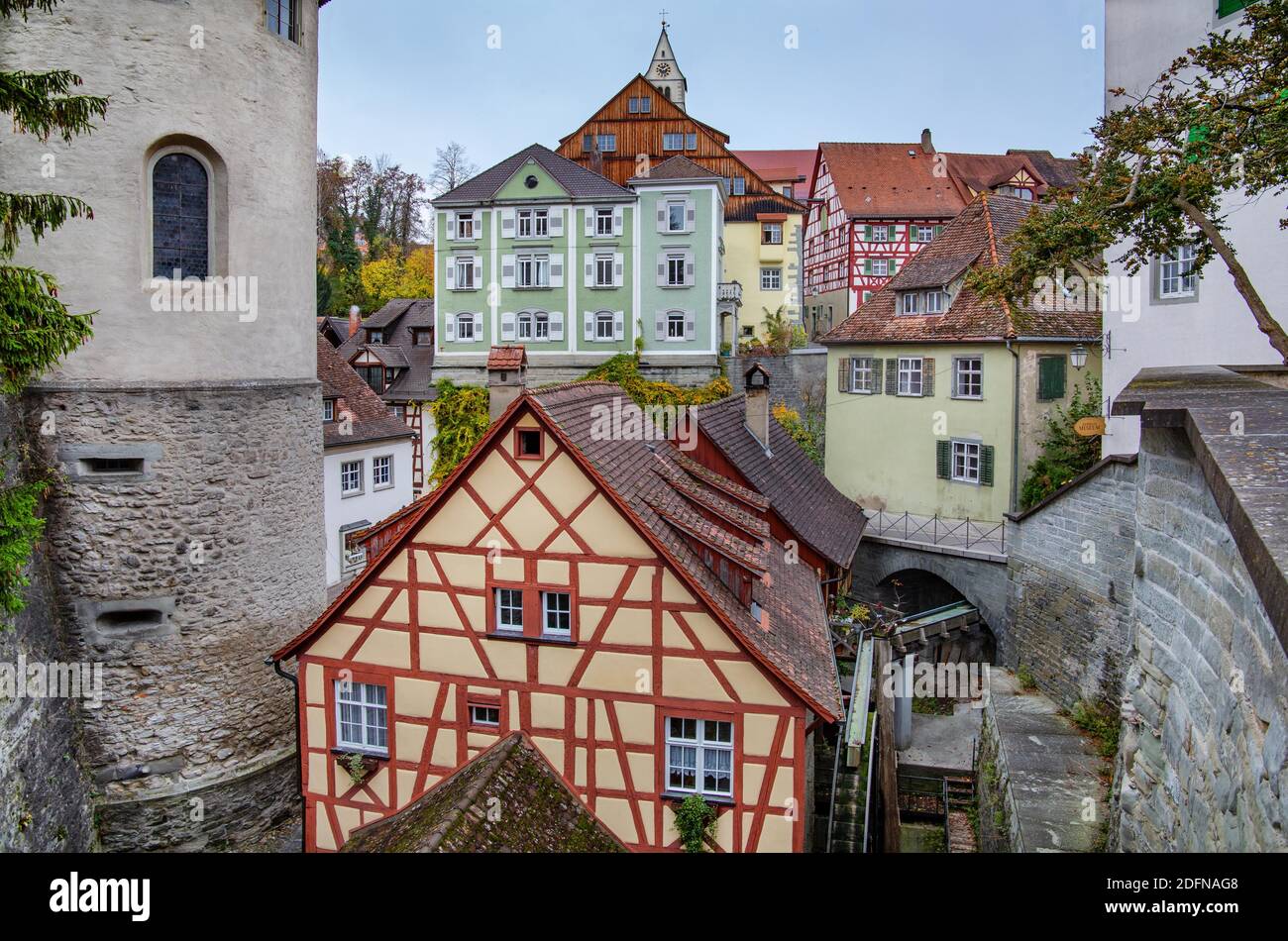 Ancien moulin à eau de la vieille ville, Meersburg, Lac de Constance, rue baroque du Haut-Swabe, Bade-Wurtemberg, Allemagne Banque D'Images