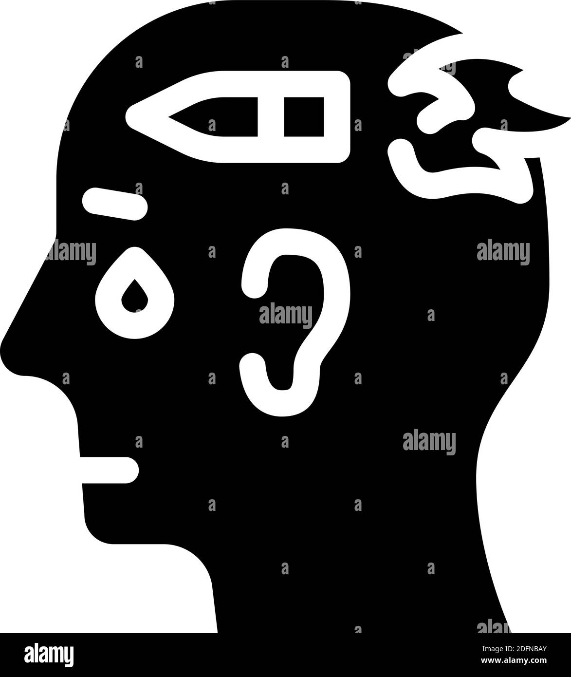 illustration noire de vecteur d'icône de glyphe de psychologie militaire Illustration de Vecteur