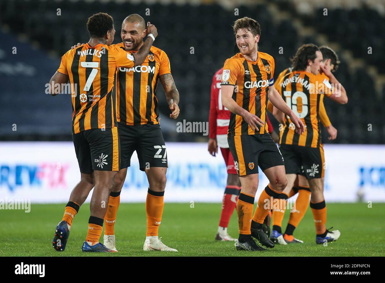 CÉLÉBRATION Josh Magennis #27 de Hull City célèbre son but pour le faire 1 - 0 Banque D'Images