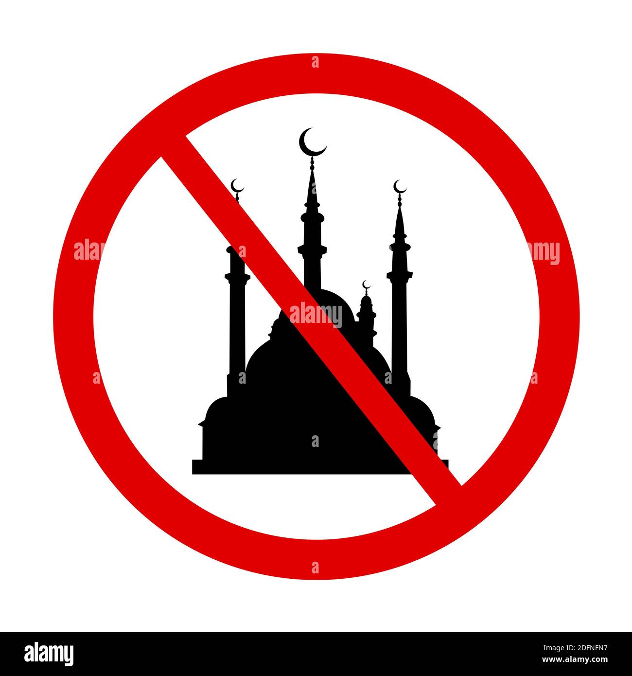 Le lieu de culte islamique, la mosquée, est interdit, fermé, abandonné et interdit. Banque D'Images