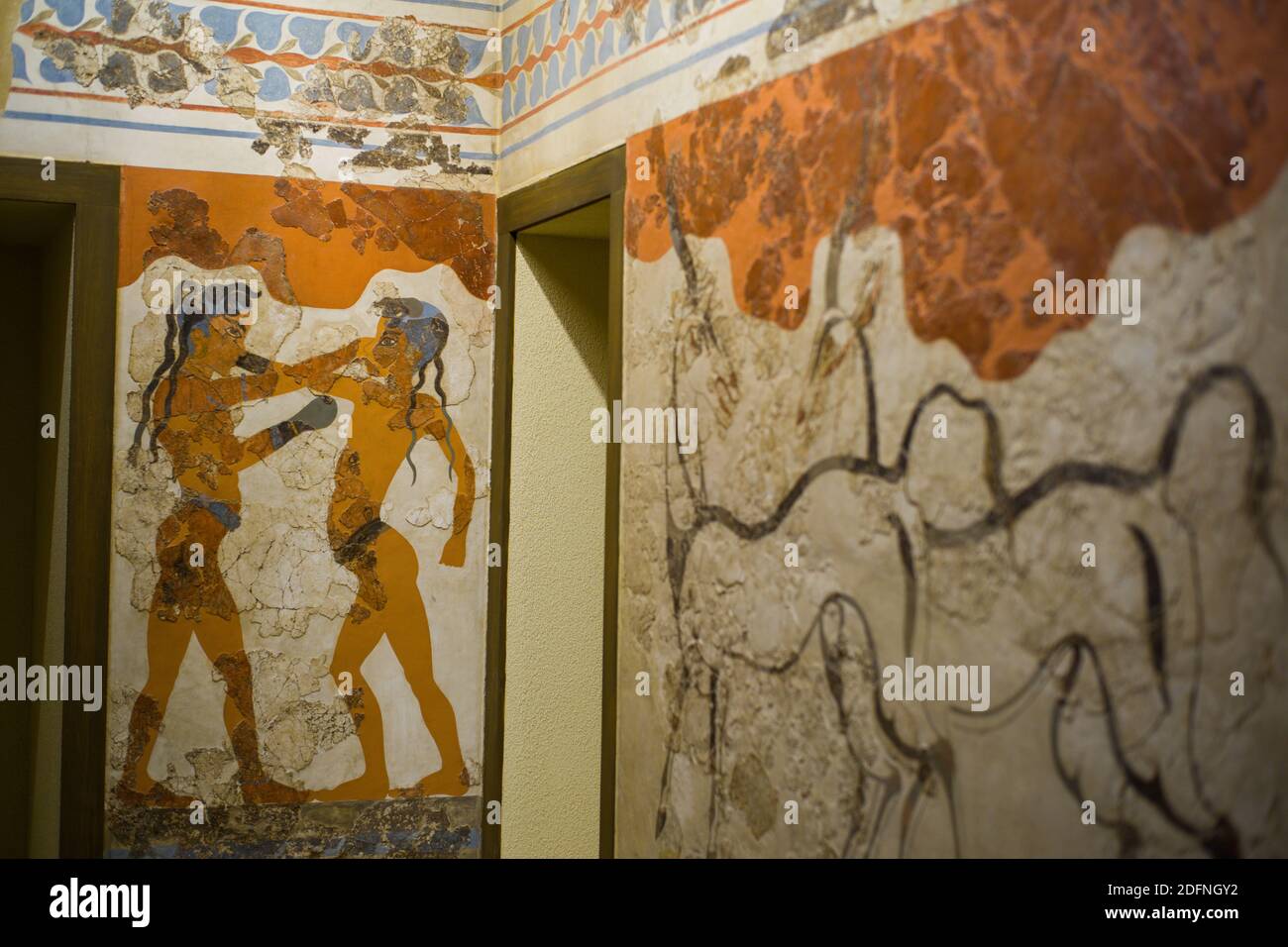 Peinture de jeunes boxeurs, Athènes Grèce Banque D'Images