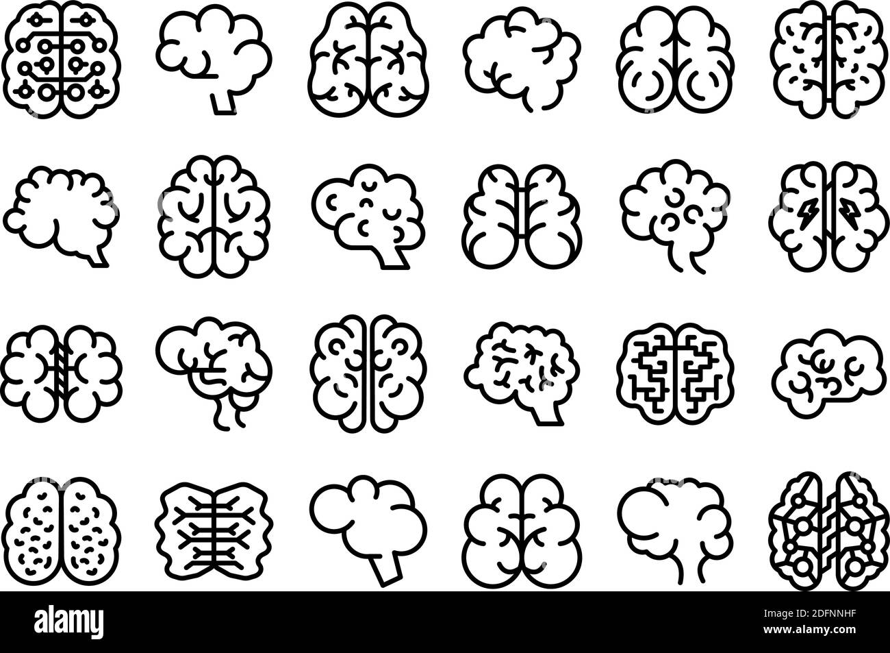 Jeu d'icônes du cerveau humain. Ensemble de contours d'icônes vectorielles du cerveau humain pour la conception de sites Web isolée sur fond blanc Illustration de Vecteur Jeu d'icônes du cerveau humain. Ensemble de contours d'icônes vectorielles du cerveau humain pour la conception de sites Web isolée sur fond blanc Illustration de Vecteur
