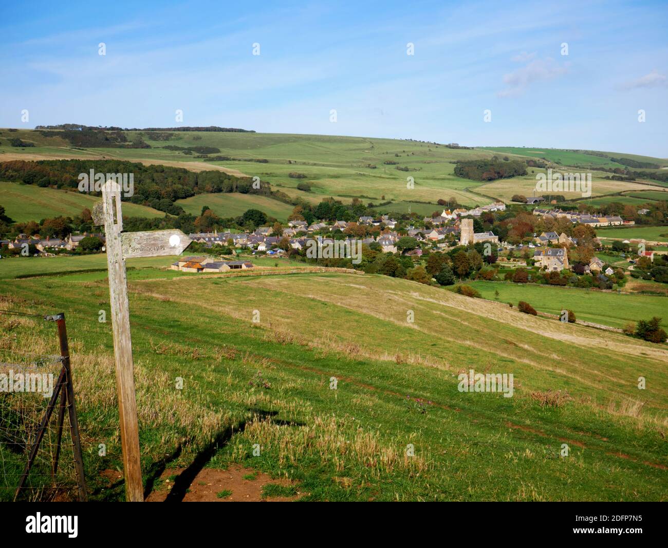 Abbotsbury, Dorset, vue depuis le sommet de Chapel Hill. Banque D'Images
