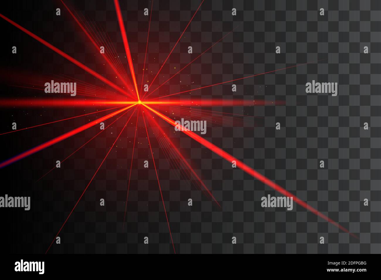 Lumière laser de fête sur fond noir transparent. Faisceau laser rouge. Illustration de Vecteur
