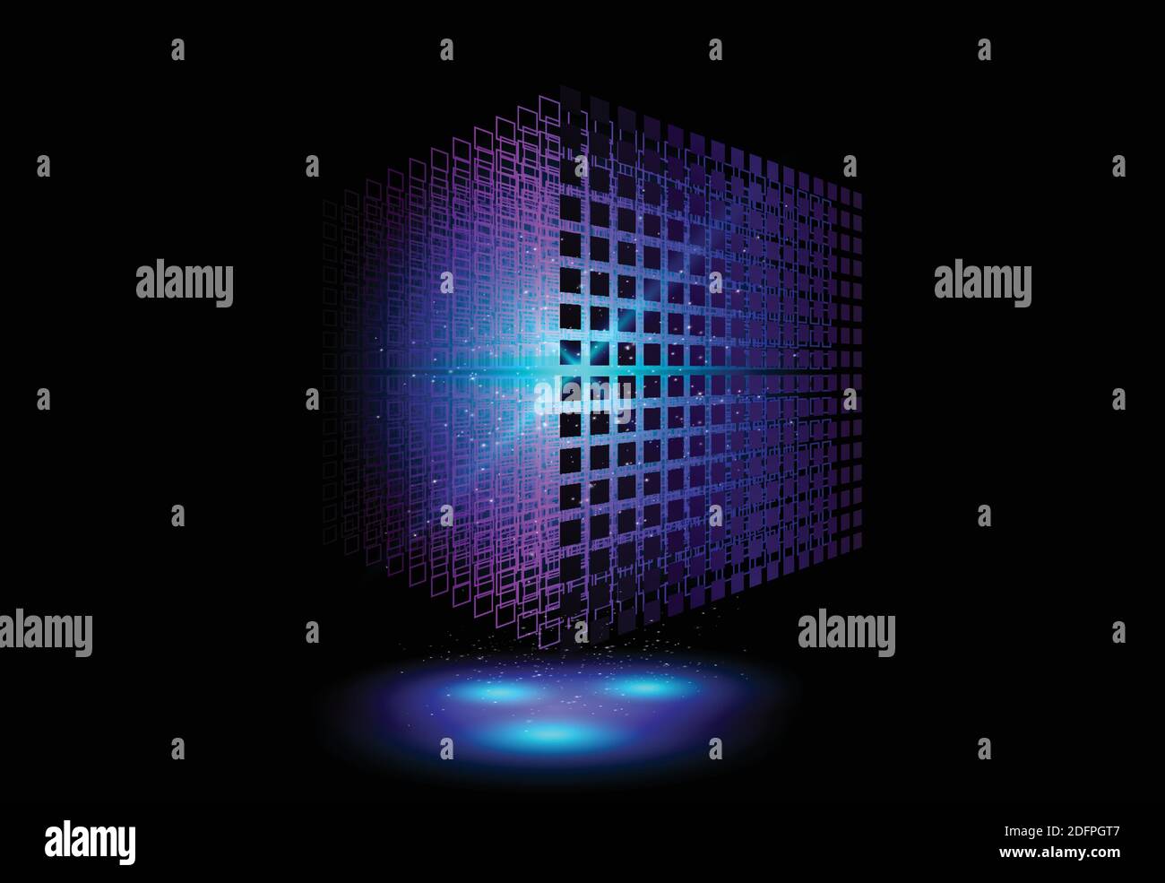 Cube filaire 3D perspective. Cube géométrique de petites pièces. Illustration vectorielle. Illustration de Vecteur