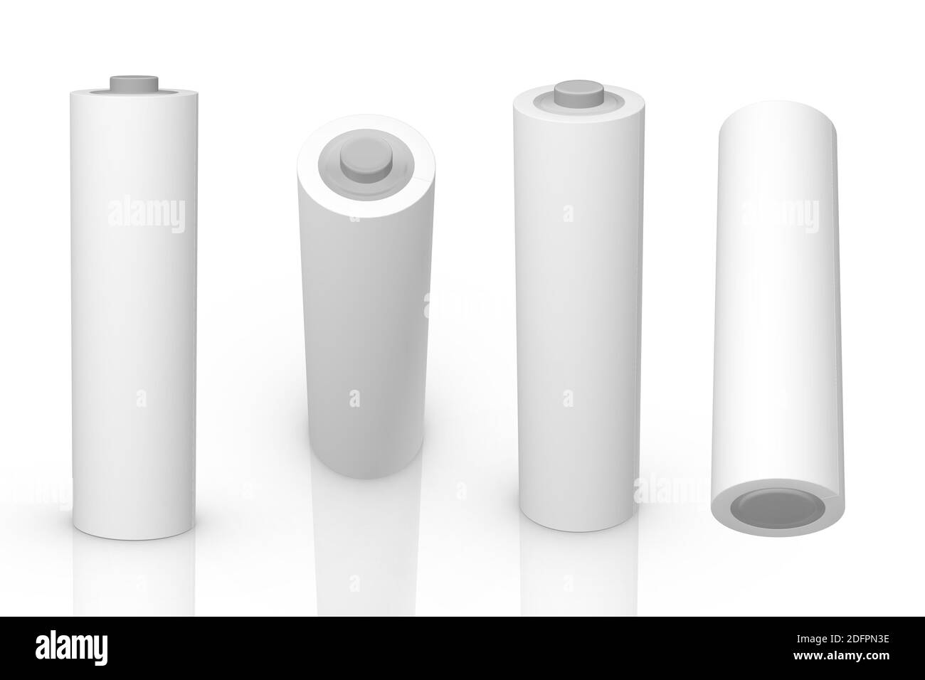 Rendu 3D - modèle de batterie blanc d'image haute résolution isolé sur fond blanc, détails de haute qualité Banque D'Images