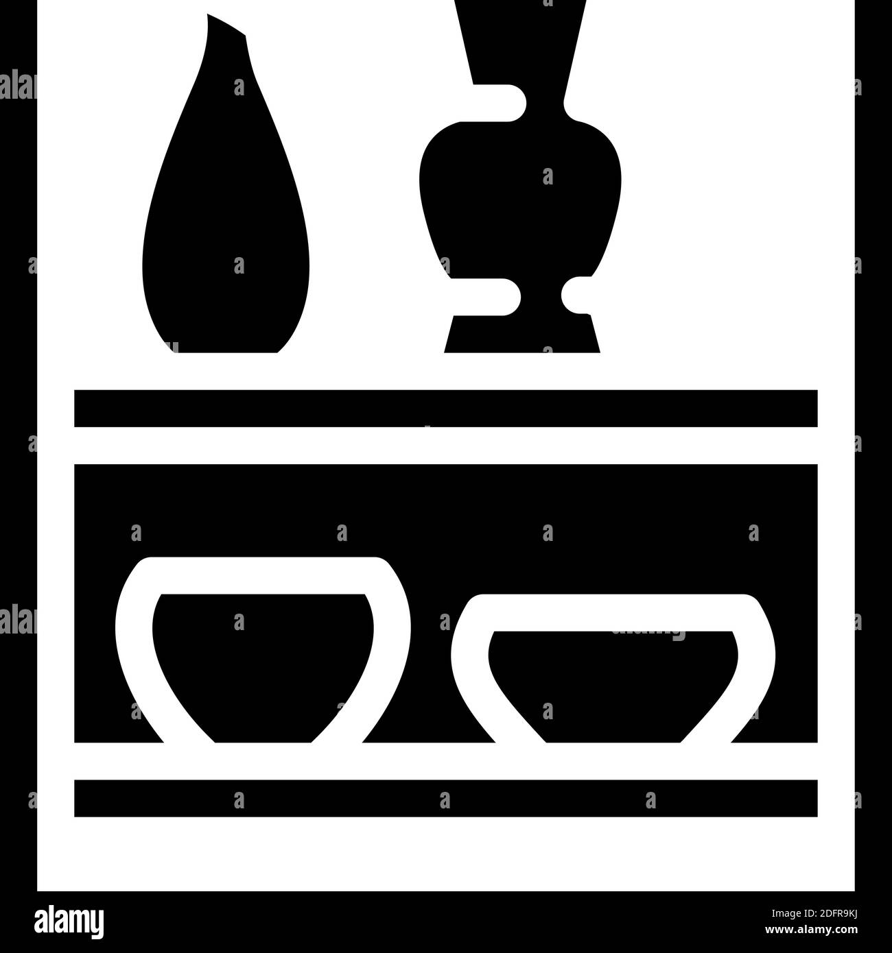 illustration vectorielle de l'icône de glyphe des pots sur étagère Illustration de Vecteur