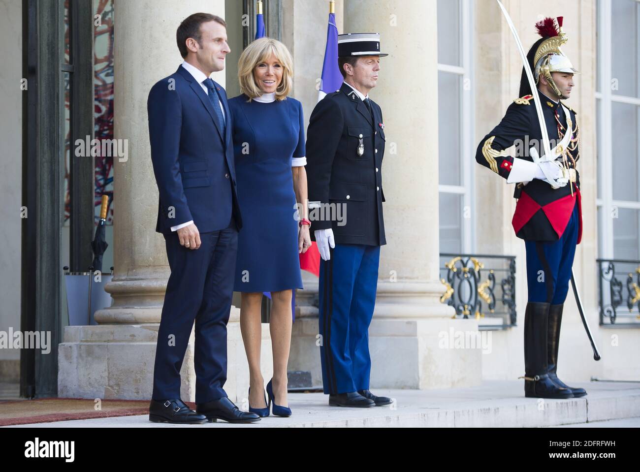 Le président français Emmanuel Macron et sa femme Brigitte Macron assistent à l'Elysee Palace le 8 octobre 2018 . Photo par ELIOT BLONDT/ABACAPRESS.COM Banque D'Images