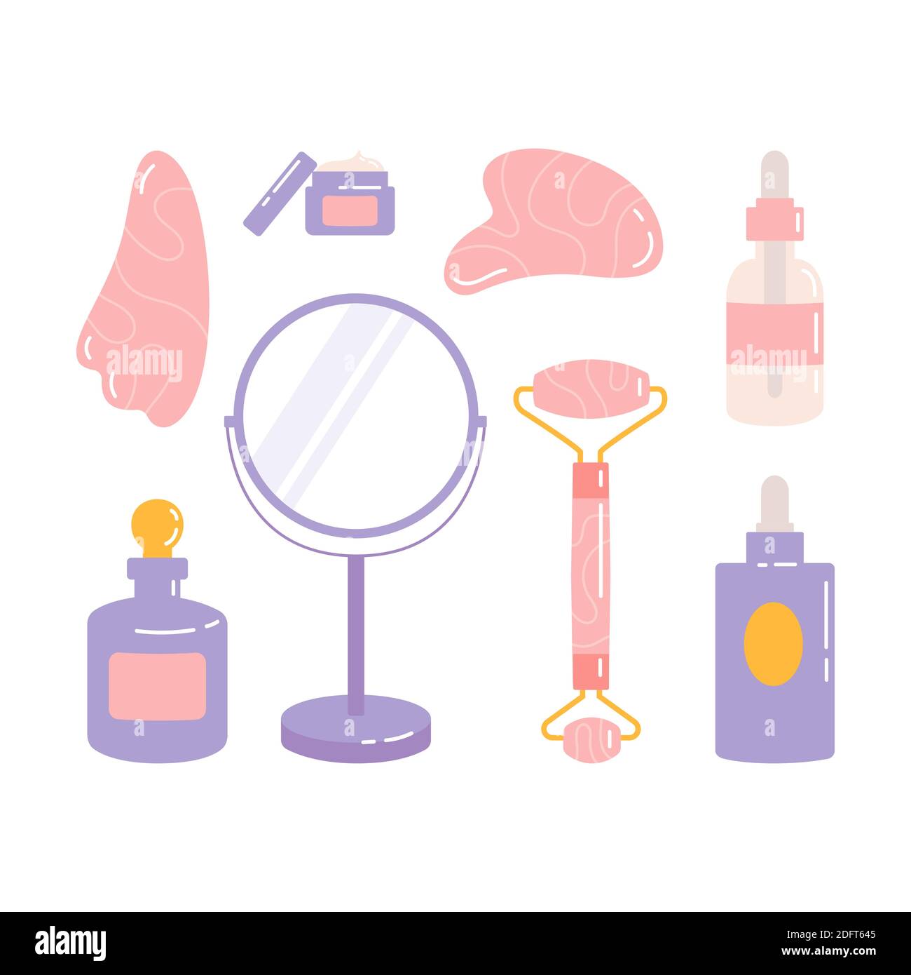 Produits de soin de la peau pour SPA.ensemble de massage gua sha Illustration de Vecteur