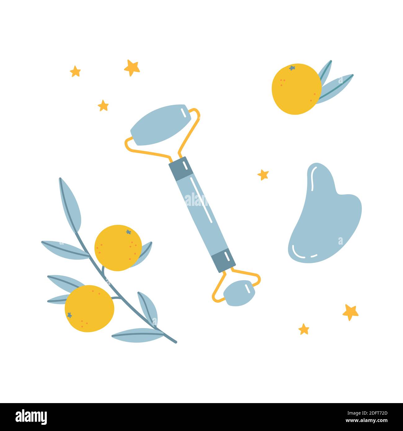 Produits de soins de la peau pour SPA. Set de massage gua sha Illustration de Vecteur