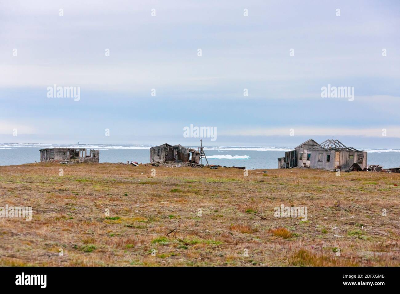 Station forestière sur l'île Wrangel en mer de Tchoukotka, Extrême-Orient russe Banque D'Images