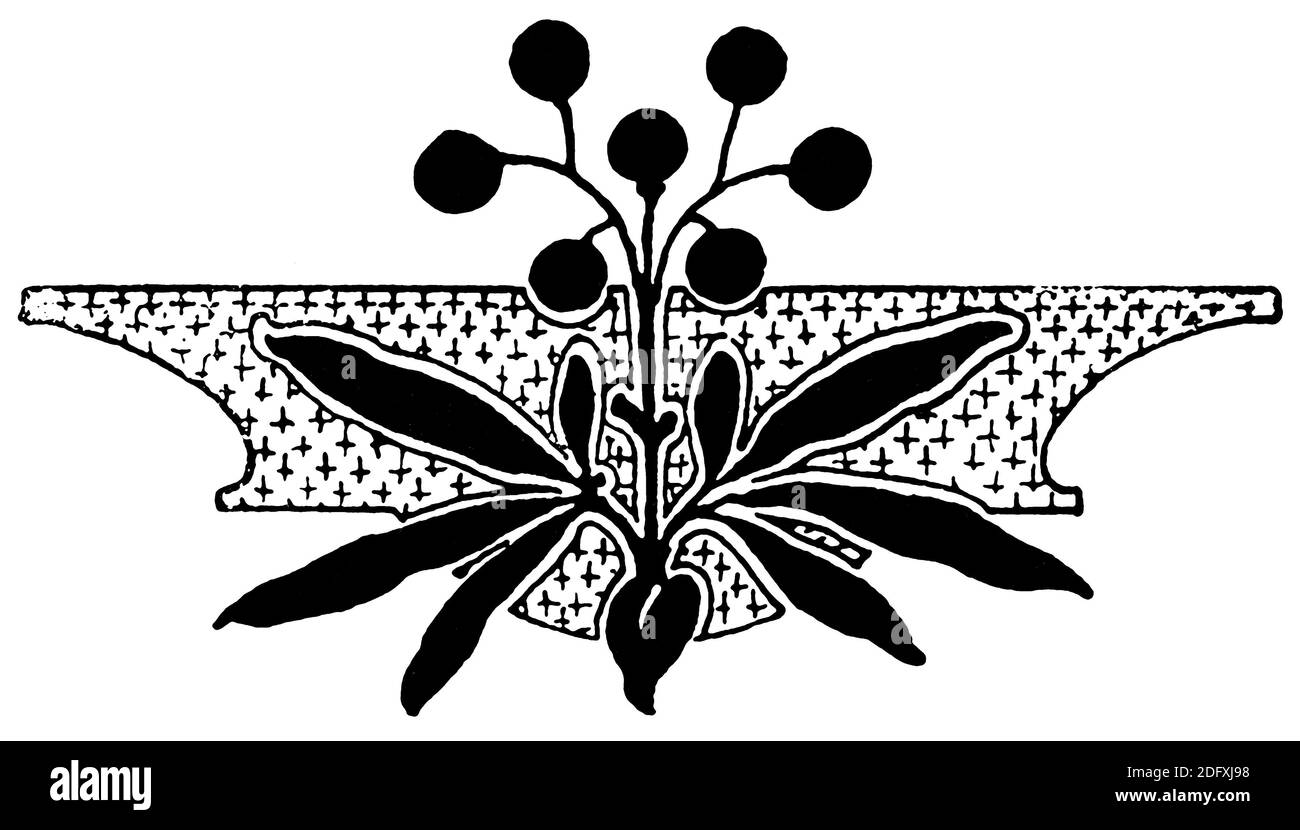 Décoration fleurie abstraite, séparateur de chapitre dans un livre. Illustration du XIXe siècle. Fond blanc. Banque D'Images